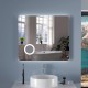 Specchio Bagno Filo Lucido Angoli Arrotondati Retroilluminante led 20W con specchietto cosmetico 20x integrato art. spec05 