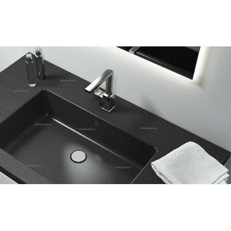 Top con Lavabo Integrato da 50 cm in Marmo Resina Ardesia 