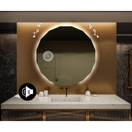 Specchio bagno Retroilluminante led 20W + Specchietto Cosmetico 20X integrato + Altoparlante Bluetooth art. speOV1