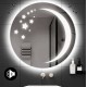 Specchio Bagno tondo con Altoparlante Bluetooth e Disegno Sabbiato Stella e Luna Retroilluminato led 20W