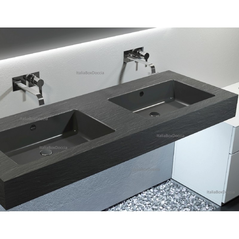 Relax Design - Top con Doppio Lavabo Integrato in Marmo Resina Relax Design - Top con Doppio Lavabo Integrato in Marmo Resina