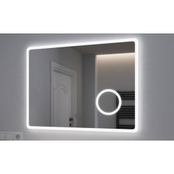 Specchio Bagno Filo Lucido Angoli arrotondati Retroilluminante led 20W con specchietto cosmetico 20x  integrato art. spe172 