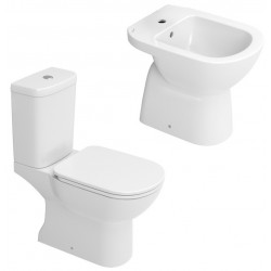 Vaso Distanziato da Parete con Cassetta Monoblocco attacco laterale + Bidet Gemma 2 di dolomite