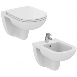 Sanitari Sospesi Vaso + Bidet Gemma 2 di Dolomite in ceramica bianca lucida