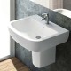 Lavabo ad installazione sospesa su semicolonna da 60 cm con foro per rubinetto bianco lucido Gemma 2 di Dolomite