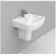 Lavabo ad installazione sospesa su semicolonna da 65 cm con foro per rubinetto bianco lucido Gemma 2 di Dolomite