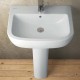 Lavabo su colonna da 50 cm con foro per rubinetto bianco lucido Gemma 2 di Dolomite