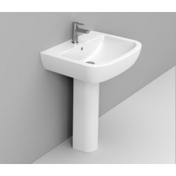 Lavabo su colonna da 50 cm con foro per rubinetto bianco lucido Gemma 2 di Dolomite