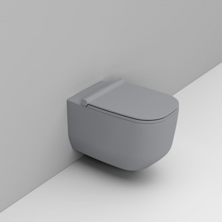 Vaso sospeso con fissaggio nascosto serie Alba di Dolomite con Tecnologia Rimless in ceramica grigio cemento