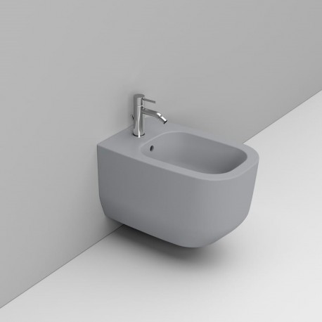 Bidet sospeso serie Alba di Dolomite in ceramica grigio cemento