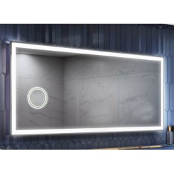 Specchio Bagno Filo Lucido Angoli squadrati Retroilluminante led 20W con specchietto cosmetico 20x  integrato art. spe175 