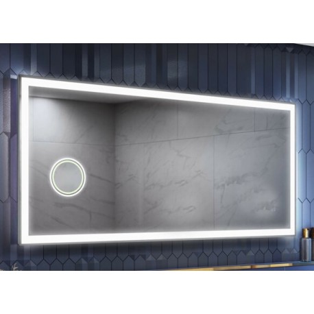 Specchio Bagno Filo Lucido Angoli squadrati Retroilluminante led 20W con specchietto cosmetico 20x  integrato art. spe175 