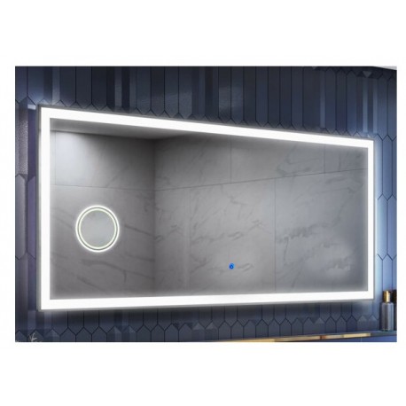 Specchio Bagno Filo Lucido Angoli squadrati Retroilluminante led 20W con specchietto cosmetico 20x integrato art. spe44