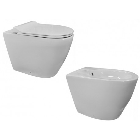 Vaso + Bidet per Anziani o Disabili Completo di Sedile Filo parete