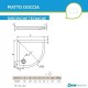 Piatto Doccia semicircolare 80x80 cm in Acrilico sanitario rinforzato con vetro resina di Colore Bianco Altezza 6 cm