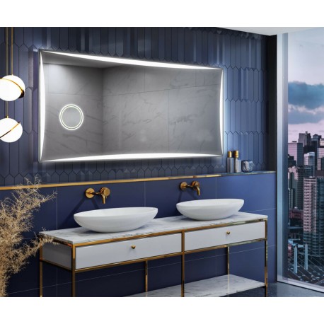 Specchio Bagno Filo Lucido Angoli squadrati Retroilluminante led 20W con specchietto cosmetico 20x  integrato art. spe176