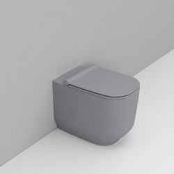 Vaso filo muro con fissaggio nascosto serie Alba di Dolomite con Tecnologia Rimless in ceramica grigio cemento