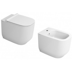 Sanitari filo muro Alba con fissaggio nascosto di Dolomite Vaso con tecnologia rimless + Bidet in Ceramica Bianco Opaco