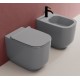 Sanitari filo muro Alba con fissaggio nascosto di Dolomite Vaso con tecnologia rimless + Bidet in Ceramica Grigio Cemento