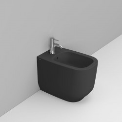 Bidet filo muro serie Alba di Dolomite in ceramica nero opaco