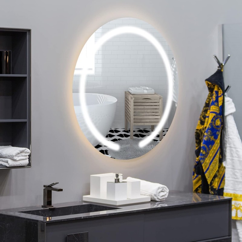 Specchio Bagno Semicircolare Su Misura Filo Lucido Retroilluminato led 20W  mod. Dalia5 - Vendita Online ItaliaBoxDoccia