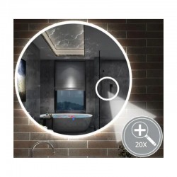 Specchio Bagno Tondo Filo Lucido con disegno sabbiato Retroilluminante led 20W e pulsante touch integrato mod.c24 