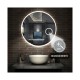 Specchio Bagno Tondo Filo Lucido con disegno sabbiato Retroilluminante led 20W e pulsante touch integrato mod.c24 