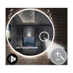 Specchio da Bagno Rotondo con Altoparlante Bluetooth e Disegno Sabbiato Retroilluminato led 20W art. sp261