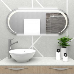 Specchio da Bagno a Forma Ovale con Disegno Sabbiato Retroilluminato led 20W art. spe913