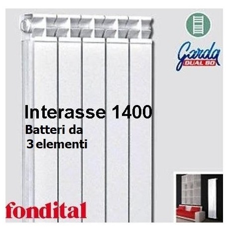 Radiatore in Alluminio Interasse 1400 Fondital garda dual80 batteria da 3 elementi