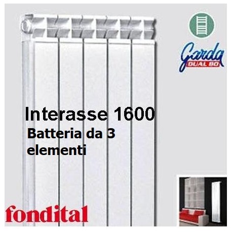 Radiatore in Alluminio Interasse 1600 Fondital Garda Dual80 Batteria Da 3 Elementi