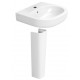 Lavabo su colonna Larghezza 55 cm con foro per rubinetto bianco lucido modello Mirto di Ceramica Dolomite