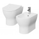 Sanitari Vitra ROUND Filomuro Vaso senza brida (sistema rimfree) + Bidet in Ceramica Bianco Lucido