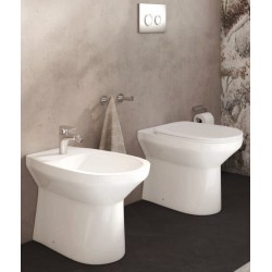 Gelso di Linpha Sanitary Vaso con tecnologia rimless + Bidet in Ceramica Bianca Lucida