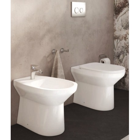 Gelso di Linpha Sanitary Vaso con tecnologia rimless + Bidet in Ceramica Bianca Lucida