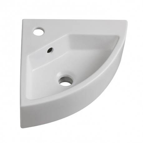 Lavabo ad angolo 49 larghezza x 35 profondità cm in ceramica bianca lucida installazione sospesa modello York