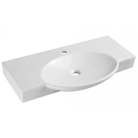 Lavabo a parete 84,5 larghezza x 47,5 profondità cm in ceramica bianca lucida modello d48
