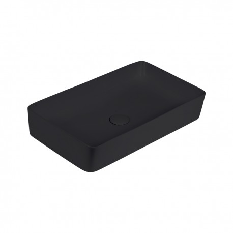 Lavabo da appoggio 61,4 larghezza x 31,6 profondità cm in ceramica nero opaca matt modello d72
