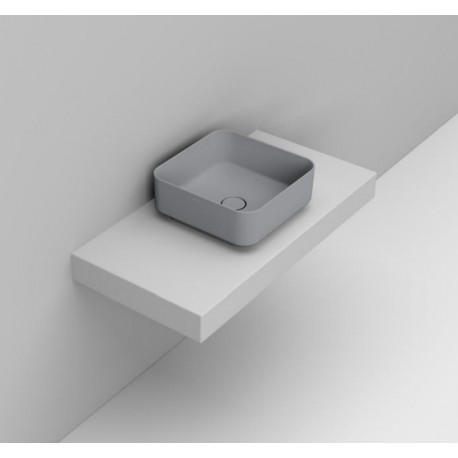 Lavabo da appoggio quadro 40x40 cm. in ceramica grigio cemento modello noemi di Dolomite