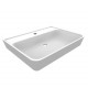 Lavabo / Consolle sospeso rettangolare con foro per miscelatore 65 x 48 cm. in ceramica bianco lucido