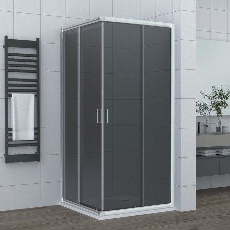 Box doccia angolare cristallo 6 mm. grigio fumè profilo cromo lucido altezza 190 cm. art. dian21