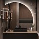 Su Misura Specchio Semicircolare da Bagno Filo Lucido Retroilluminante led 20W art.Ovo2 con pulsante touch integrato