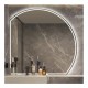 Su Misura Specchio Semicircolare da Bagno Retroilluminante led 20W con disegno sabbiato art.Ovo13 + pulsante touch integrato
