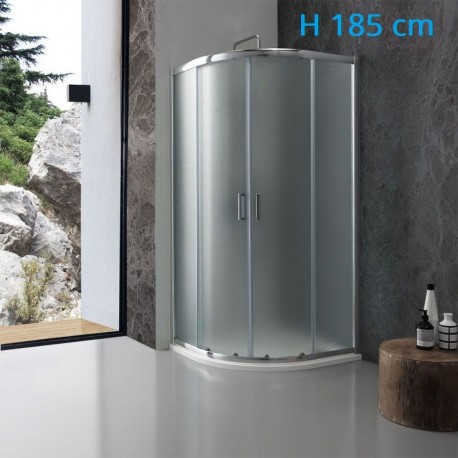 Box Doccia Semicircolare Misura 80x80 cm Cristallo Satinato 6 mm. Profili Cromo Altezza 185 cm (cod.OM6)