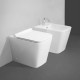 Sanitari PLUMA Filomuro Vaso senza brida (sistema rimfree) + Bidet in Ceramica Bianca Lucida