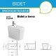 Sanitari PLUMA Filomuro Vaso senza brida (sistema rimfree) + Bidet in Ceramica Bianca Lucida
