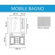 Mobile bagno 105 cm decapè bianco lavabo in ceramica e specchiera con applique e pensile