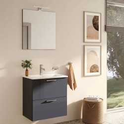 Mobile da bagno Ruby sospeso da 60 cm antracite con specchio lampada led
