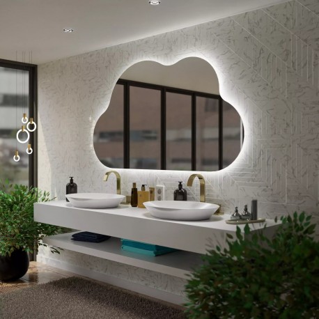 Su Misura Specchio Irregolare da Bagno Filo Lucido Retroilluminante led 20W art. spe189