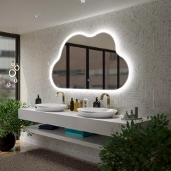 Su Misura Specchio Irregolare Filo Lucido sabbiato Retroilluminante led 20W con Pulsante Touch Integrato art. spe189
